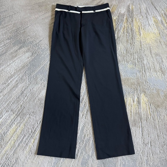 Helmut Lang trousers black dress pants 100% wool wide straight leg size 6 - Picture 4 of 10